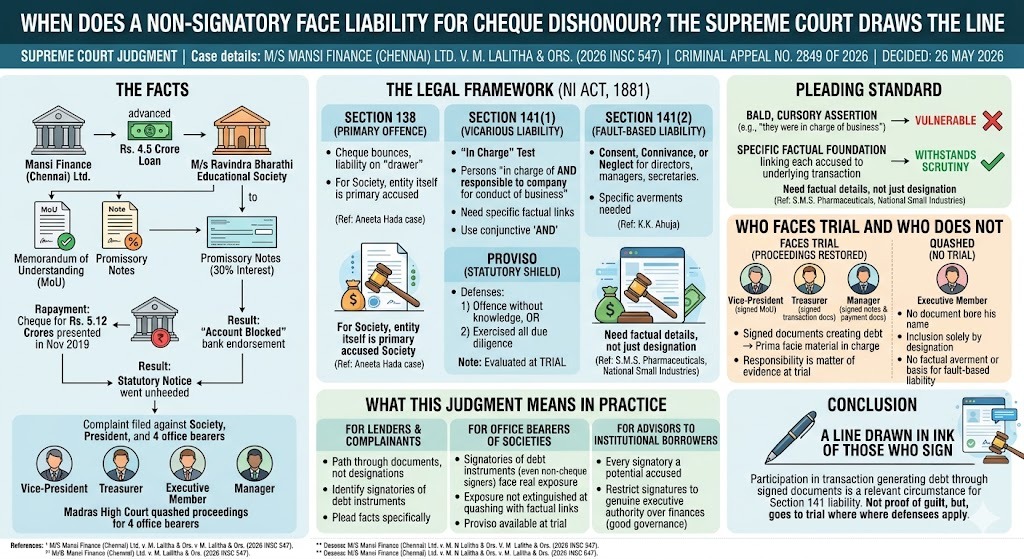 Supreme Court on Non-Signatory Liability in Cheque Dishonour Cases (2026)